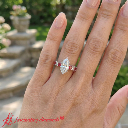 7 Stone Lab Grown Marquise Cut Engagement Ring