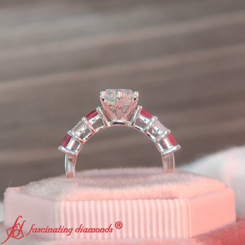 7 Stone Lab Grown Marquise Cut Engagement Ring