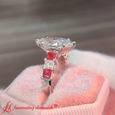 7 Stone Lab Grown Marquise Cut Engagement Ring