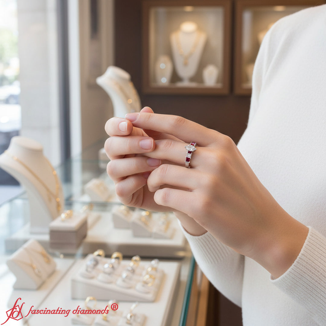 7 Stone Classic Marquise Cut Engagement Ring