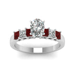 Load image into Gallery viewer, white-gold-oval-white-diamond-engagement-wedding-ring-with-red-ruby-in-prong-set-FDENS1027OVRGRUDRANGLE5-NL-WG_55970857-6578-4b2b-b9a7-7773f1b9f50c
