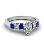 Load image into Gallery viewer, white-gold-pear-white-diamond-engagement-wedding-ring-with-blue-sapphire-in-prong-set-FDENS1027PERGSABL-NL-WG
