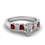 Load image into Gallery viewer, white-gold-pear-white-diamond-engagement-wedding-ring-with-red-ruby-in-prong-set-FDENS1027PERGRUDR-NL-WG
