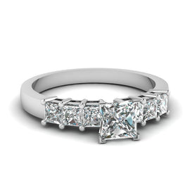 7 Stone Classic Princess Cut Engagement Ring