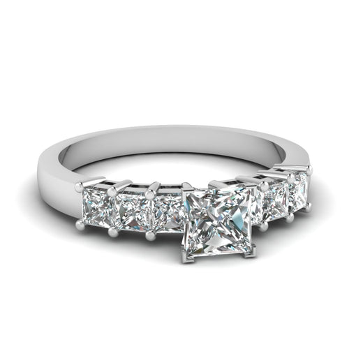 Princess Cut Lab Grown Diamond Side Stone Engagement Ring