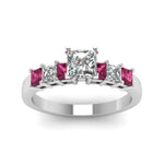 Load image into Gallery viewer, white-gold-princess-white-diamond-engagement-wedding-ring-with-dark-pink-sapphire-in-prong-set-FDENS1027PRRGSADRPIANGLE5-NL-WG
