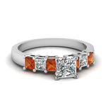 Load image into Gallery viewer, white-gold-princess-white-diamond-engagement-wedding-ring-with-orange-sapphire-in-prong-set-FDENS1027PRRGSAOR-NL-WG
