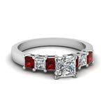 Load image into Gallery viewer, white-gold-princess-white-diamond-engagement-wedding-ring-with-red-ruby-in-prong-set-FDENS1027PRRGRUDR-NL-WG_5cb3ba72-08e4-4827-a607-1a0863402a08
