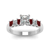Load image into Gallery viewer, white-gold-princess-white-diamond-engagement-wedding-ring-with-red-ruby-in-prong-set-FDENS1027PRRGRUDRANGLE5-NL-WG