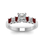 Load image into Gallery viewer, white-gold-princess-white-diamond-engagement-wedding-ring-with-red-ruby-in-prong-set-FDENS1027PRRGRUDRANGLE5-NL-WG
