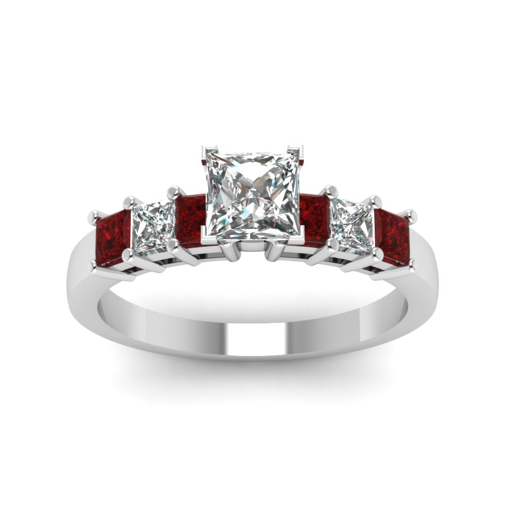 white-gold-princess-white-diamond-engagement-wedding-ring-with-red-ruby-in-prong-set-FDENS1027PRRGRUDRANGLE5-NL-WG