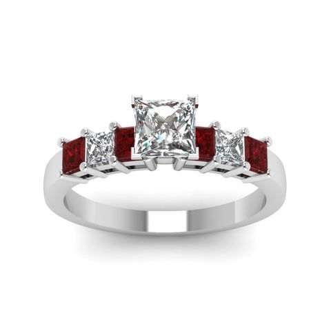 white-gold-princess-white-diamond-engagement-wedding-ring-with-red-ruby-in-prong-set-FDENS1027PRRGRUDRANGLE5-NL-WG