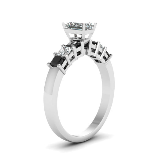 white-gold-radiant-white-diamond-engagement-wedding-ring-with-black-diamond-in-prong-set-FDENS1027RARGBLACKANGLE2-NL-WG