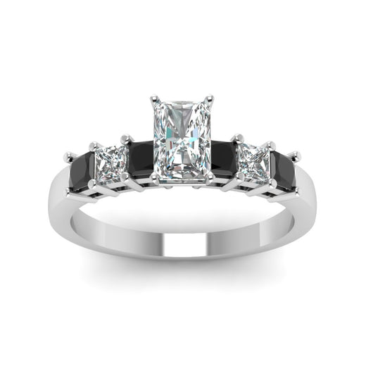 white-gold-radiant-white-diamond-engagement-wedding-ring-with-black-diamond-in-prong-set-FDENS1027RARGBLACKANGLE5-NL-WG