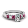 Load image into Gallery viewer, white-gold-radiant-white-diamond-engagement-wedding-ring-with-dark-pink-sapphire-in-prong-set-FDENS1027RARGSADRPI-NL-WG