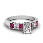 Load image into Gallery viewer, white-gold-radiant-white-diamond-engagement-wedding-ring-with-dark-pink-sapphire-in-prong-set-FDENS1027RARGSADRPI-NL-WG
