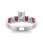 Load image into Gallery viewer, white-gold-radiant-white-diamond-engagement-wedding-ring-with-dark-pink-sapphire-in-prong-set-FDENS1027RARGSADRPIANGLE5-NL-WG
