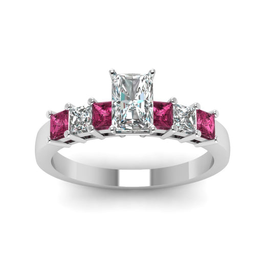 white-gold-radiant-white-diamond-engagement-wedding-ring-with-dark-pink-sapphire-in-prong-set-FDENS1027RARGSADRPIANGLE5-NL-WG