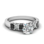Load image into Gallery viewer, white-gold-round-white-diamond-engagement-wedding-ring-with-black-diamond-in-prong-set-FDENS1027RORGBLACK-NL-WG_d30977d4-90b2-4114-9787-067bb95d5b4c
