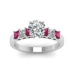 Load image into Gallery viewer, white-gold-round-white-diamond-engagement-wedding-ring-with-dark-pink-sapphire-in-prong-set-FDENS1027RORGSADRPIANGLE5-NL-WG_4c2de8d5-c003-4406-b4e7-bbf332a52628
