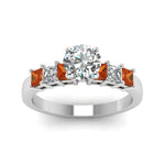 Load image into Gallery viewer, white-gold-round-white-diamond-engagement-wedding-ring-with-orange-sapphire-in-prong-set-FDENS1027RORGSAORANGLE5-NL-WG
