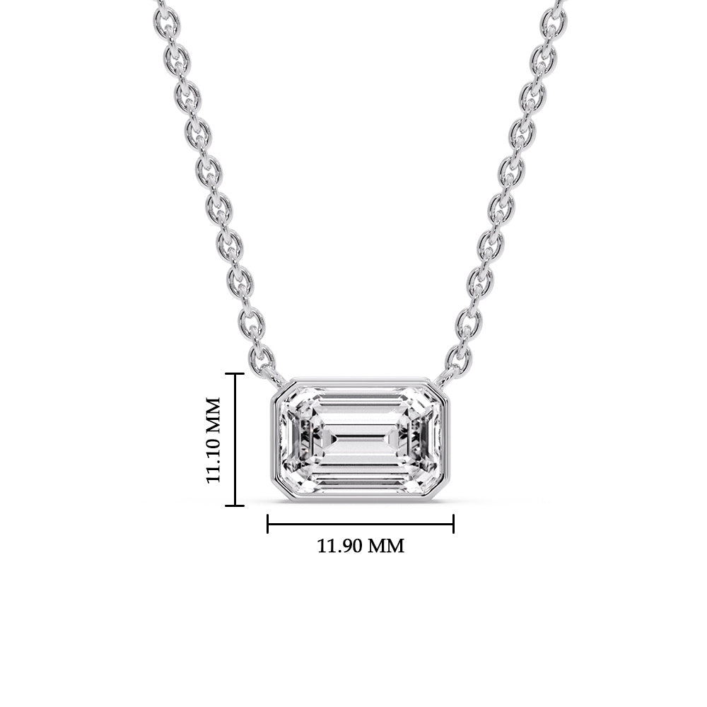 Emerald Diamond Bezel Set Solitaire Pendant