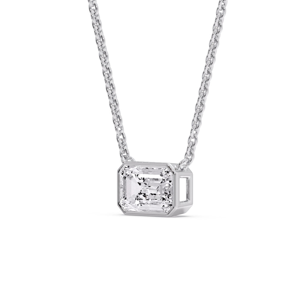 Emerald Diamond Bezel Set Solitaire Pendant