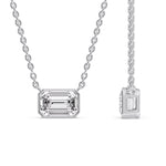 Load image into Gallery viewer, Emerald Diamond Bezel Set Solitaire Pendant
