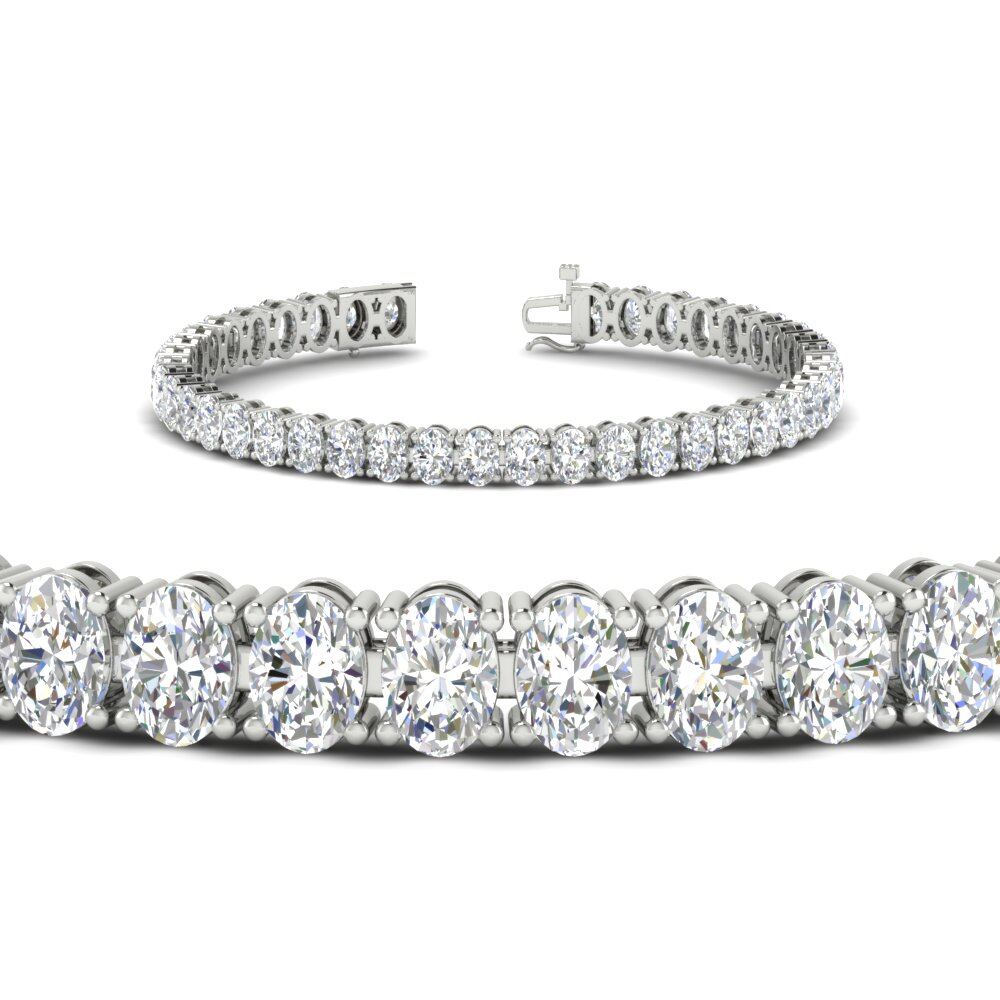 Women Oval Diamond Tennis Bracelet 10 Carat