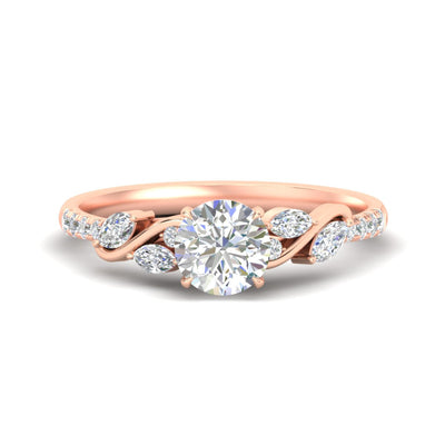 Round Cut Curved Vine Diamond Engagement Ring