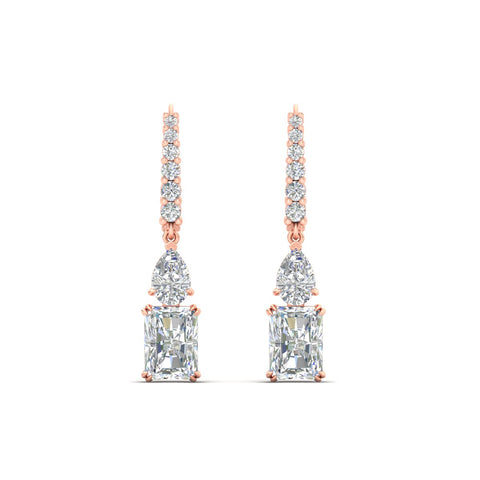 Radiant And Pear Cut Diamond Dangle Drop Earrings