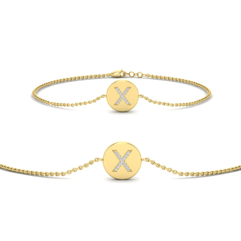 Alphabet disc diamond bracelet