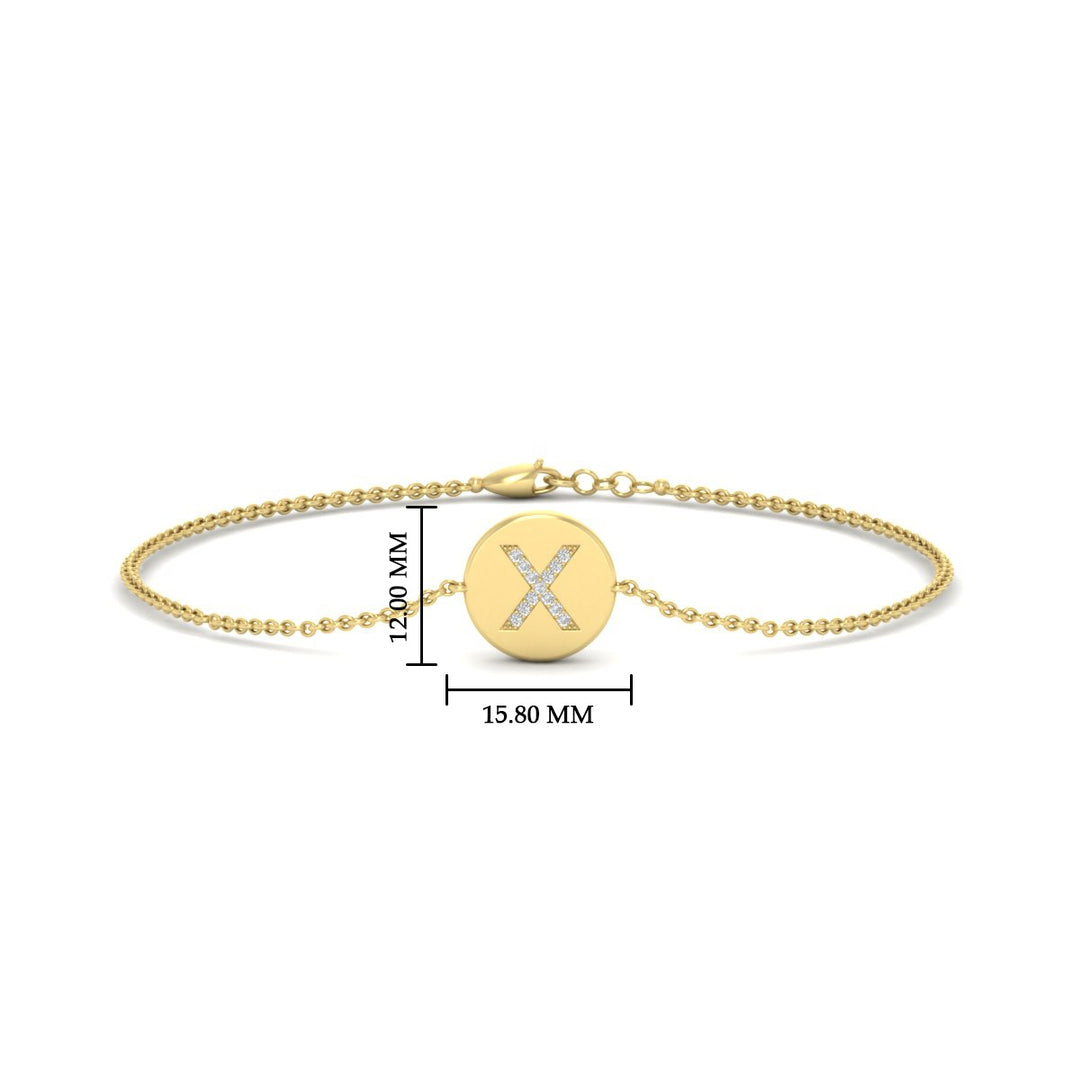 Alphabet disc diamond bracelet