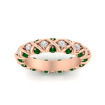 Load image into Gallery viewer, xoxo-eternity-diamond-wedding-band-with-emerald-in-rose-gold-FD11380BGEMGRANGLE5-NL-RG
