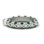 Load image into Gallery viewer, xoxo-eternity-diamond-wedding-band-with-emerald-in-white-gold-FD11380BGEMGR-NL-WG-HW
