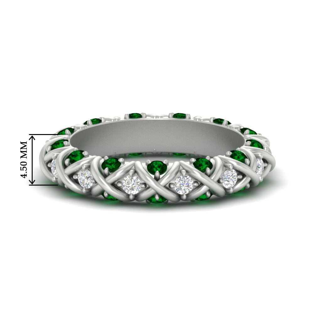 xoxo-eternity-diamond-wedding-band-with-emerald-in-white-gold-FD11380BGEMGR-NL-WG-HW