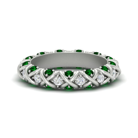 xoxo-eternity-diamond-wedding-band-with-emerald-in-white-gold-FD11380BGEMGR-NL-WG