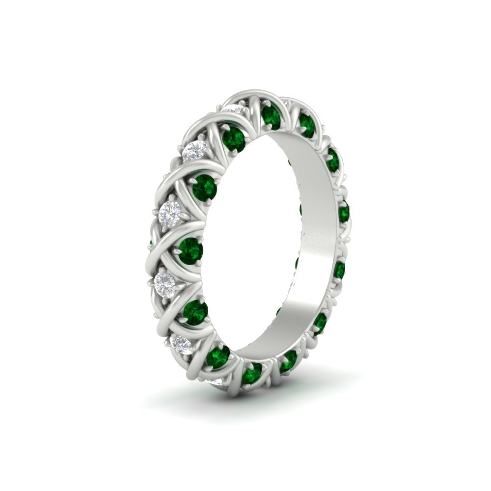 xoxo-eternity-diamond-wedding-band-with-emerald-in-white-gold-FD11380BGEMGRANGLE2-NL-WG