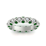 Load image into Gallery viewer, xoxo-eternity-diamond-wedding-band-with-emerald-in-white-gold-FD11380BGEMGRANGLE5-NL-WG
