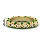 Load image into Gallery viewer, xoxo-eternity-diamond-wedding-band-with-emerald-in-yellow-gold-FD11380BGEMGR-NL-YG-HW
