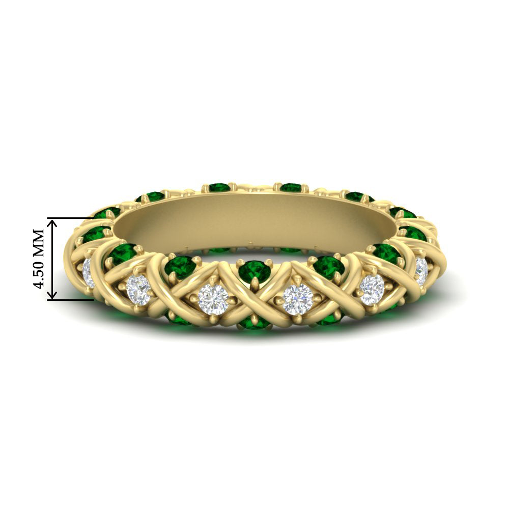 xoxo-eternity-diamond-wedding-band-with-emerald-in-yellow-gold-FD11380BGEMGR-NL-YG-HW