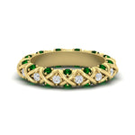 Load image into Gallery viewer, xoxo-eternity-diamond-wedding-band-with-emerald-in-yellow-gold-FD11380BGEMGR-NL-YG
