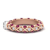 Load image into Gallery viewer, xoxo-eternity-diamond-wedding-band-with-pink-sapphire-in-rose-gold-FD11380BGSADRPI-NL-RG-HW