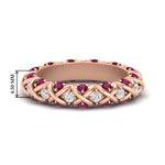 Load image into Gallery viewer, xoxo-eternity-diamond-wedding-band-with-pink-sapphire-in-rose-gold-FD11380BGSADRPI-NL-RG-HW
