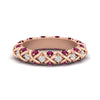 Load image into Gallery viewer, xoxo-eternity-diamond-wedding-band-with-pink-sapphire-in-rose-gold-FD11380BGSADRPI-NL-RG
