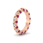 Load image into Gallery viewer, xoxo-eternity-diamond-wedding-band-with-pink-sapphire-in-rose-gold-FD11380BGSADRPIANGLE2-NL-RG

