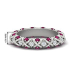Load image into Gallery viewer, xoxo-eternity-diamond-wedding-band-with-pink-sapphire-in-white-gold-FD11380BGSADRPI-NL-WG-HW

