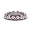 Load image into Gallery viewer, xoxo-eternity-diamond-wedding-band-with-pink-sapphire-in-white-gold-FD11380BGSADRPI-NL-WG