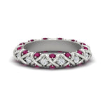 Load image into Gallery viewer, xoxo-eternity-diamond-wedding-band-with-pink-sapphire-in-white-gold-FD11380BGSADRPI-NL-WG
