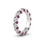 Load image into Gallery viewer, xoxo-eternity-diamond-wedding-band-with-pink-sapphire-in-white-gold-FD11380BGSADRPIANGLE2-NL-WG
